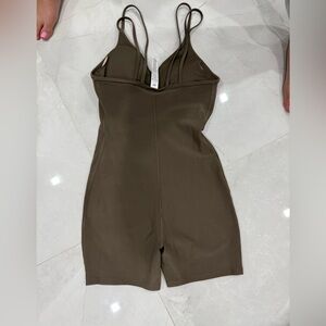 Brown, overall with bra inside